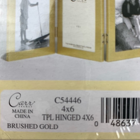 CARR Brass Triple Hinged Brushed Gold Picture Frame 4 x 6 - Picture 3 of 4